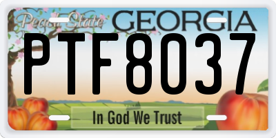 GA license plate PTF8037