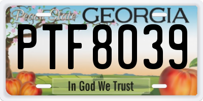 GA license plate PTF8039