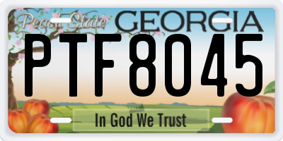 GA license plate PTF8045