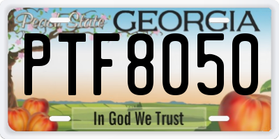 GA license plate PTF8050