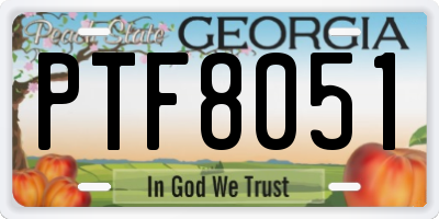 GA license plate PTF8051