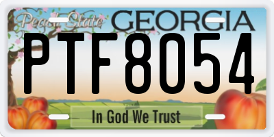 GA license plate PTF8054