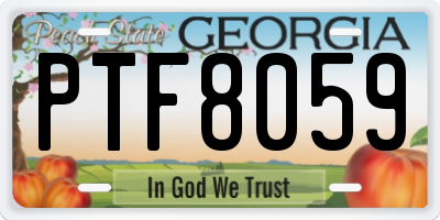 GA license plate PTF8059
