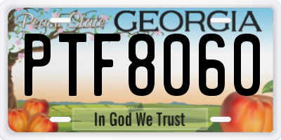 GA license plate PTF8060
