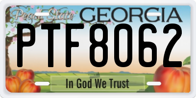 GA license plate PTF8062