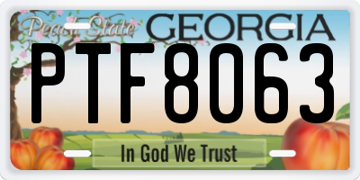 GA license plate PTF8063