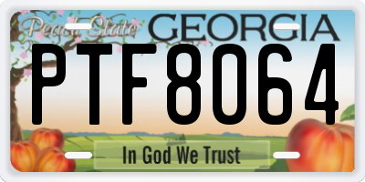 GA license plate PTF8064