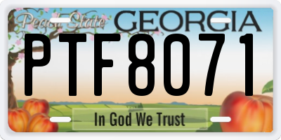 GA license plate PTF8071