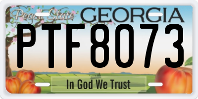GA license plate PTF8073