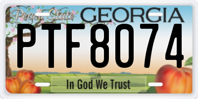GA license plate PTF8074