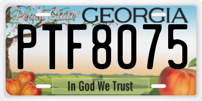 GA license plate PTF8075