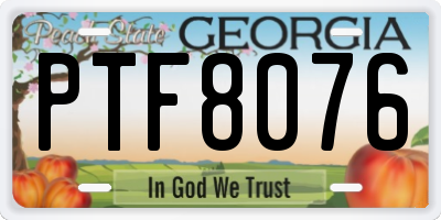 GA license plate PTF8076