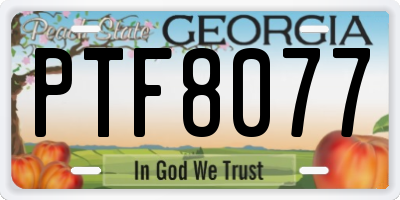 GA license plate PTF8077