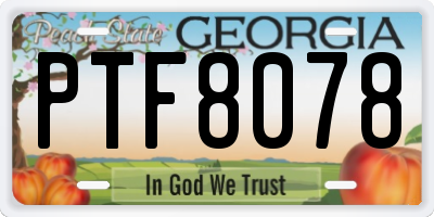 GA license plate PTF8078