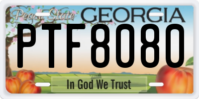 GA license plate PTF8080