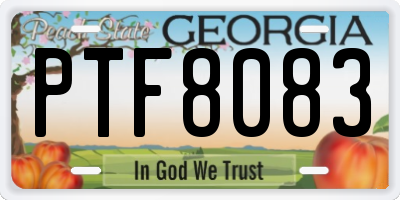 GA license plate PTF8083