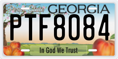 GA license plate PTF8084