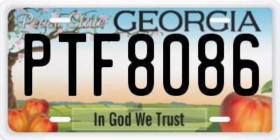 GA license plate PTF8086