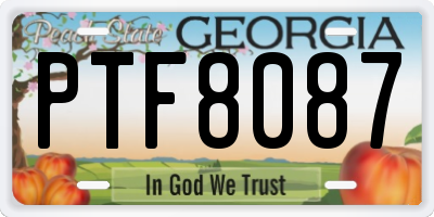 GA license plate PTF8087