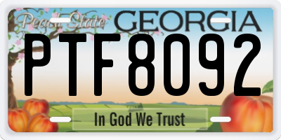 GA license plate PTF8092