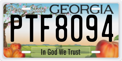 GA license plate PTF8094