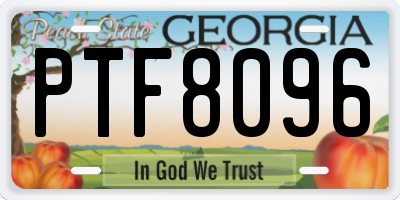 GA license plate PTF8096