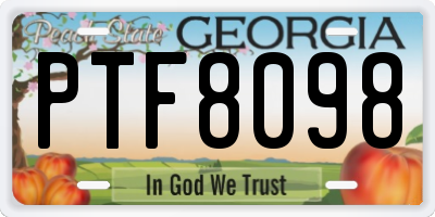 GA license plate PTF8098