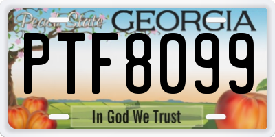 GA license plate PTF8099