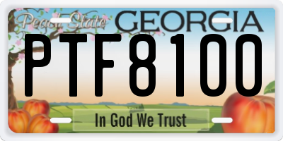 GA license plate PTF8100