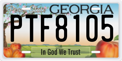 GA license plate PTF8105
