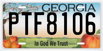 GA license plate PTF8106