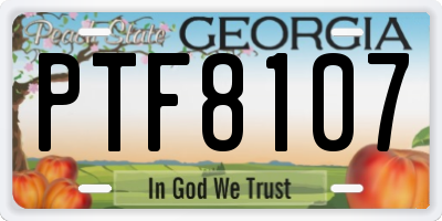 GA license plate PTF8107