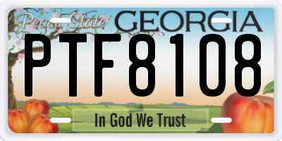 GA license plate PTF8108