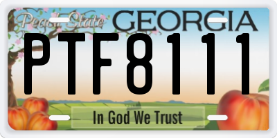 GA license plate PTF8111