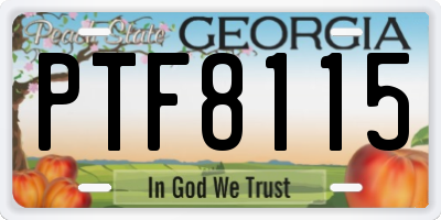 GA license plate PTF8115