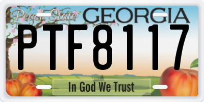 GA license plate PTF8117