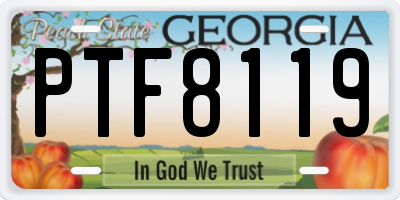 GA license plate PTF8119
