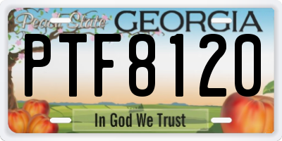GA license plate PTF8120