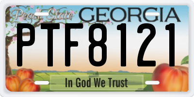 GA license plate PTF8121