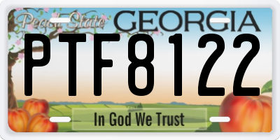 GA license plate PTF8122