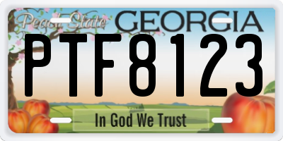 GA license plate PTF8123