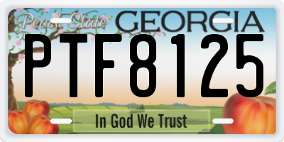 GA license plate PTF8125