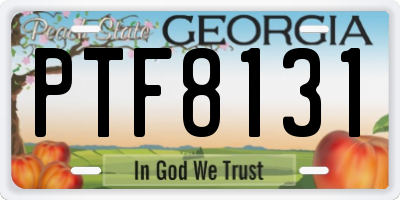 GA license plate PTF8131