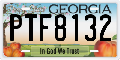 GA license plate PTF8132
