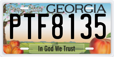 GA license plate PTF8135