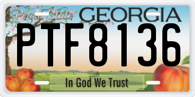 GA license plate PTF8136