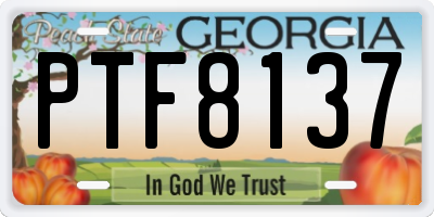 GA license plate PTF8137