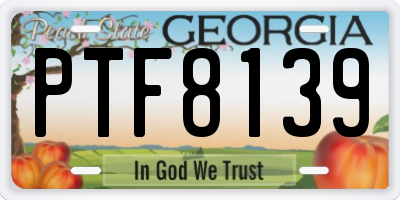 GA license plate PTF8139