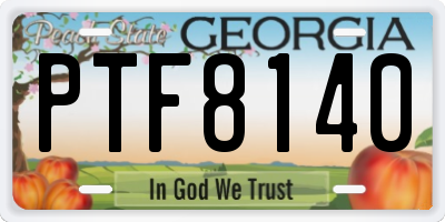 GA license plate PTF8140