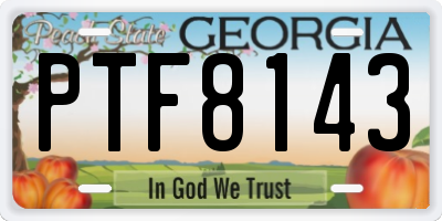 GA license plate PTF8143